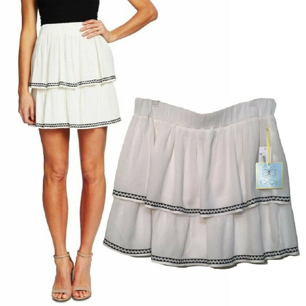 CeCe Tiered Ruffle Skirt Pull On Womens XL NEW